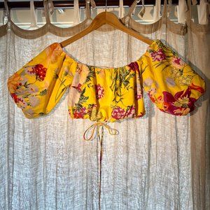 Floral Puff Sleeve Crop Top
